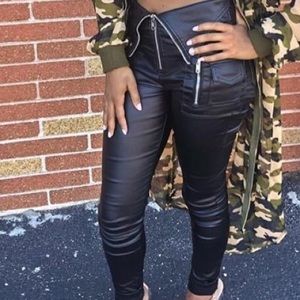 Black leather stylish pants